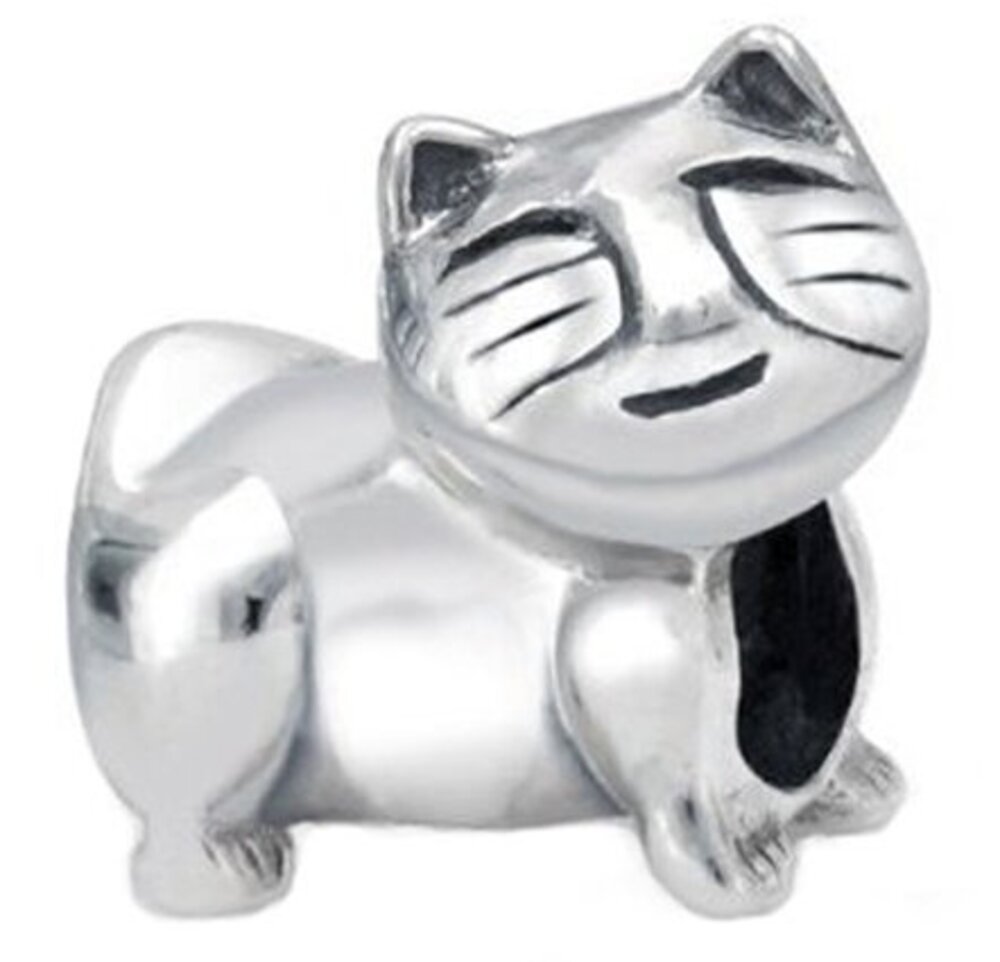 8031 Kitty Cat Charm Bead - .925 Sterling Silver - Fits Pandora Charm